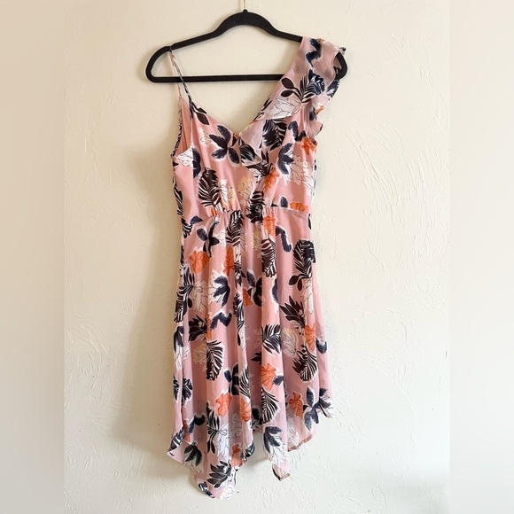 A NEW DAY Pink Tropical Floral Tank Asymmetrical Hem Summer Dress Women's Small - Picture 2 of 9